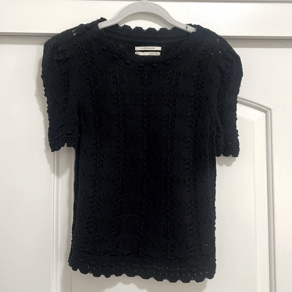 Anthropologie Pointell Sweater tee black - Picture 2 of 5